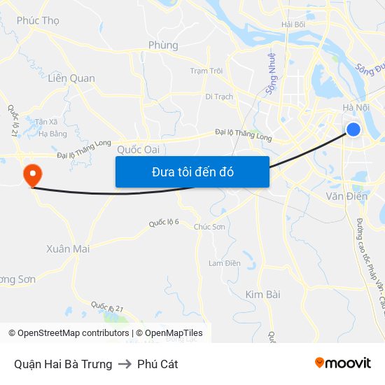 Quận Hai Bà Trưng to Phú Cát map