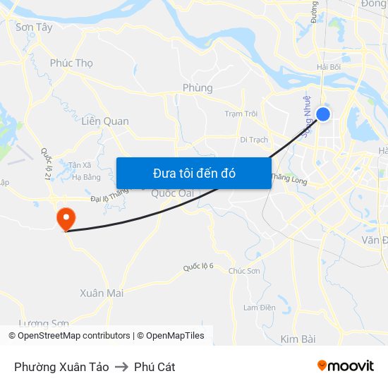 Phường Xuân Tảo to Phú Cát map