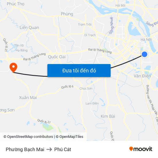 Phường Bạch Mai to Phú Cát map