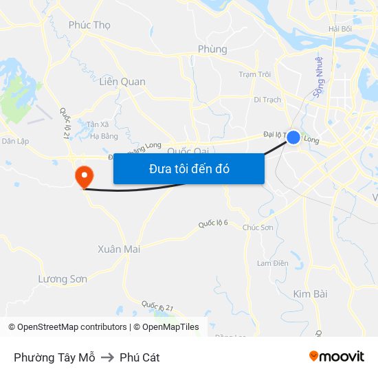 Phường Tây Mỗ to Phú Cát map