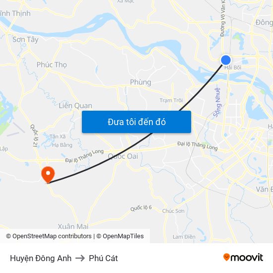 Huyện Đông Anh to Phú Cát map