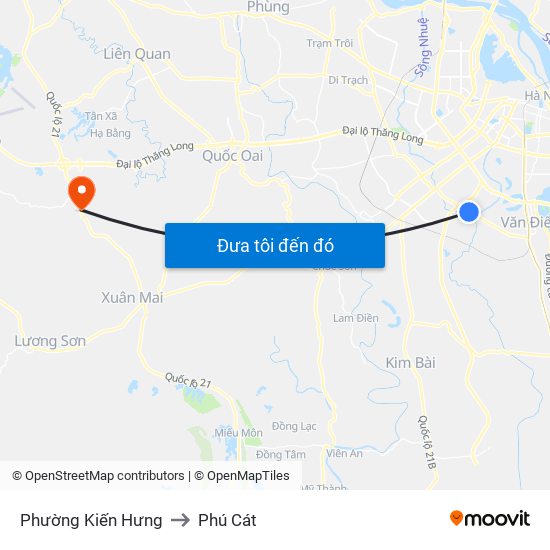 Phường Kiến Hưng to Phú Cát map