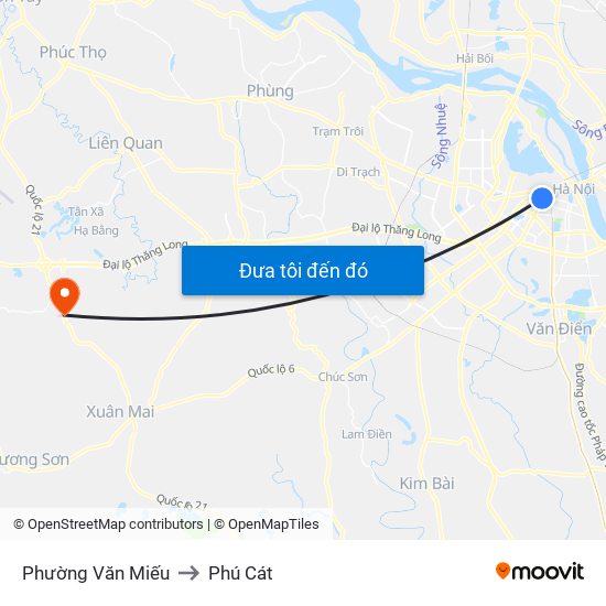 Phường Văn Miếu to Phú Cát map