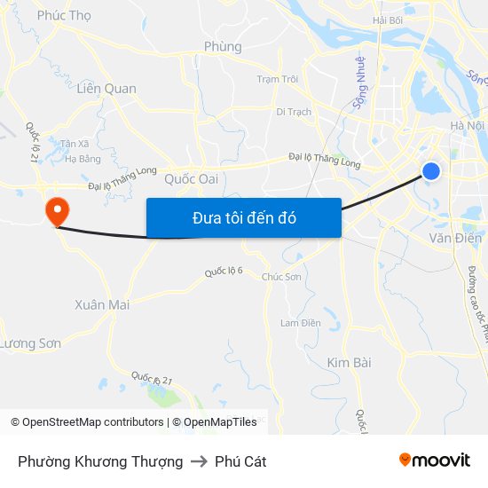 Phường Khương Thượng to Phú Cát map