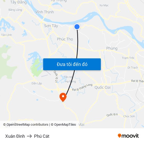 Xuân Đình to Phú Cát map