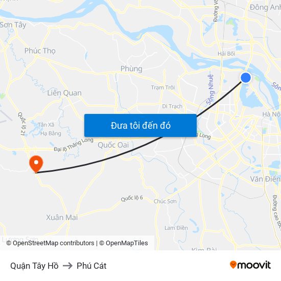 Quận Tây Hồ to Phú Cát map