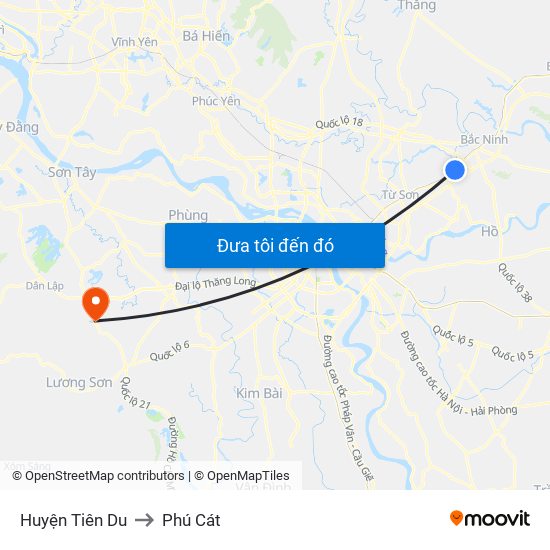 Huyện Tiên Du to Phú Cát map