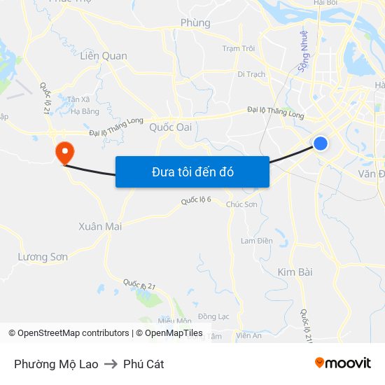 Phường Mộ Lao to Phú Cát map