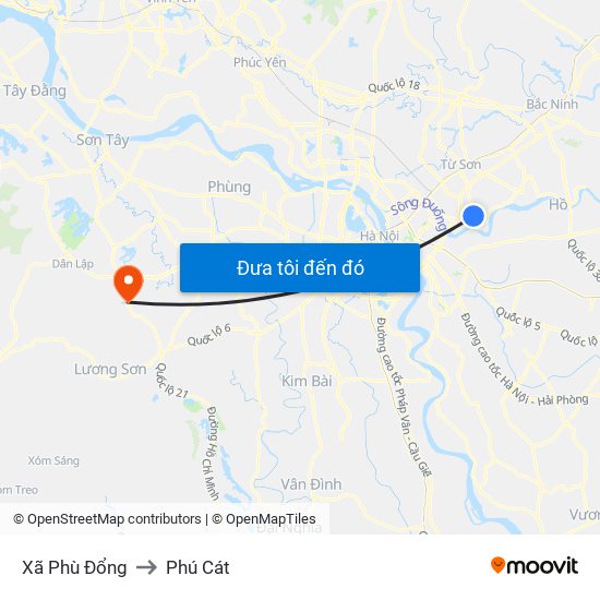 Xã Phù Đổng to Phú Cát map