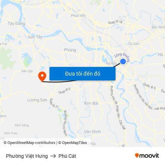 Phường Việt Hưng to Phú Cát map