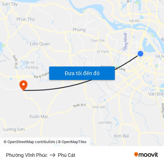 Phường Vĩnh Phúc to Phú Cát map