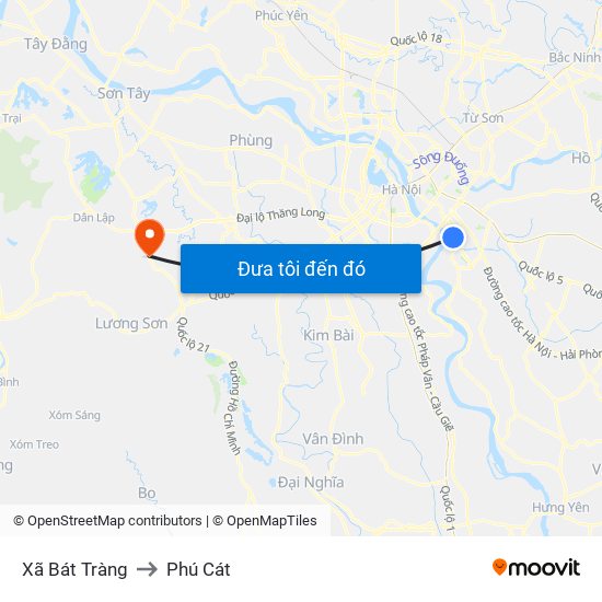 Xã Bát Tràng to Phú Cát map