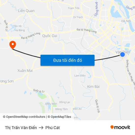 Thị Trấn Văn Điển to Phú Cát map
