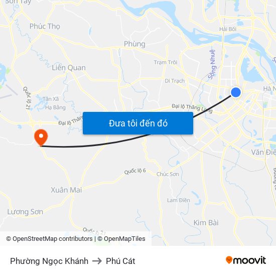 Phường Ngọc Khánh to Phú Cát map