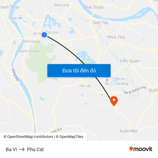 Ba Vì to Phú Cát map