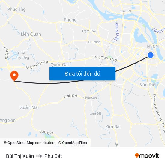 Bùi Thị Xuân to Phú Cát map