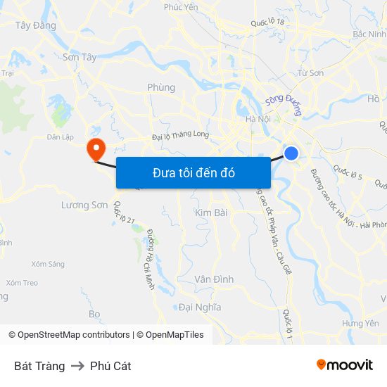 Bát Tràng to Phú Cát map