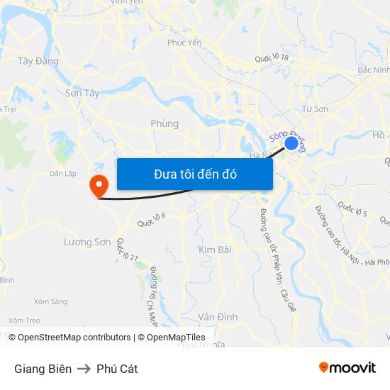 Giang Biên to Phú Cát map