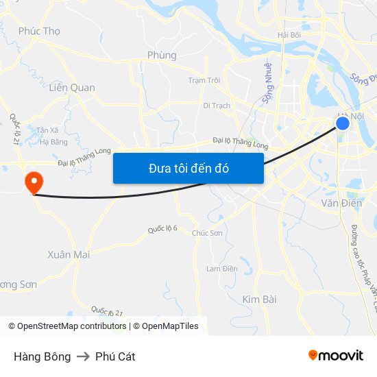 Hàng Bông to Phú Cát map