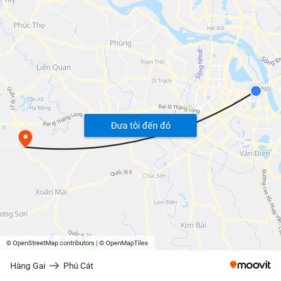Hàng Gai to Phú Cát map