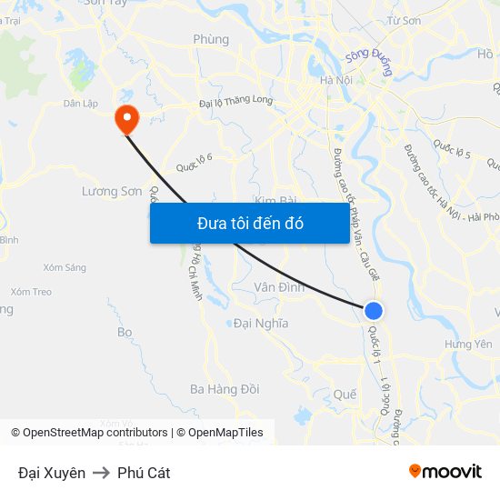 Đại Xuyên to Phú Cát map