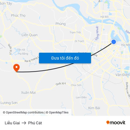 Liễu Giai to Phú Cát map