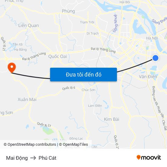 Mai Động to Phú Cát map