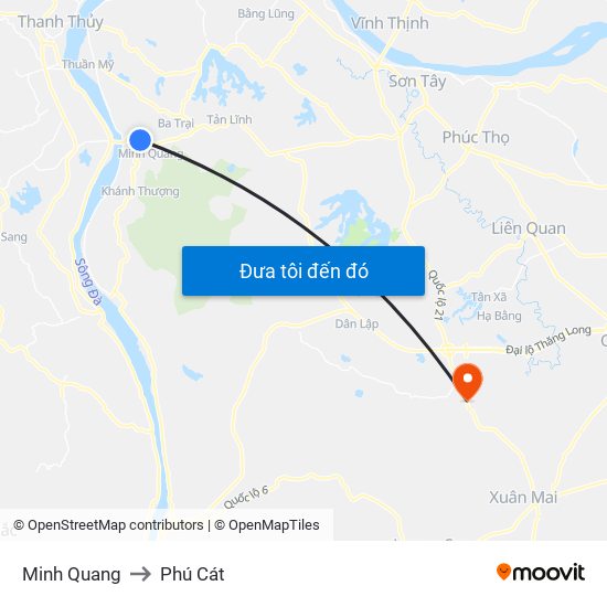 Minh Quang to Phú Cát map