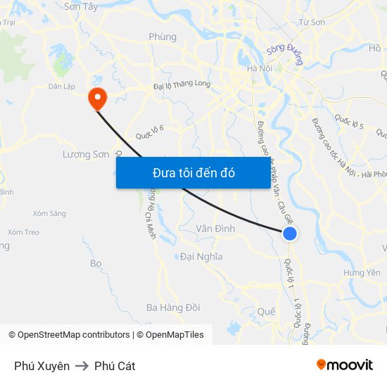 Phú Xuyên to Phú Cát map