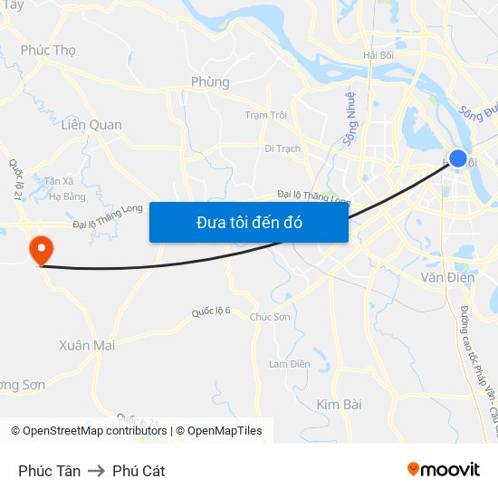 Phúc Tân to Phú Cát map