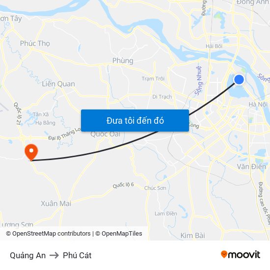 Quảng An to Phú Cát map