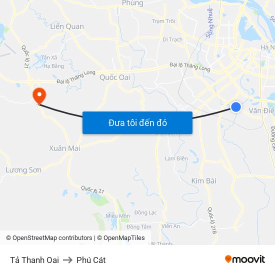 Tả Thanh Oai to Phú Cát map