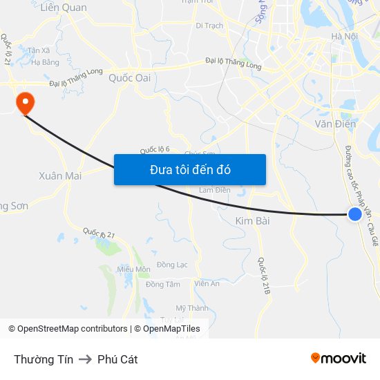 Thường Tín to Phú Cát map
