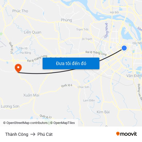 Thành Công to Phú Cát map