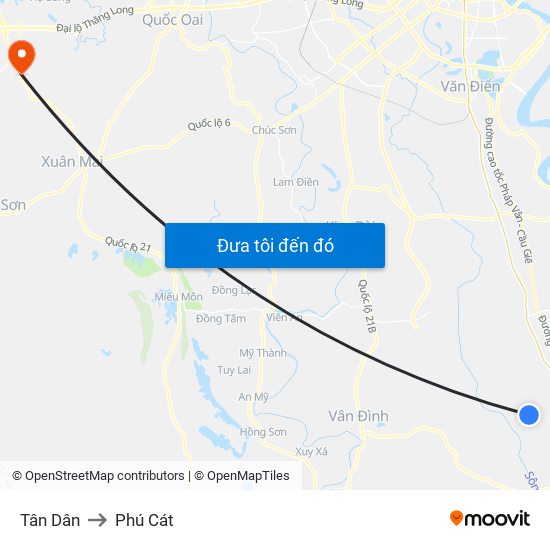Tân Dân to Phú Cát map