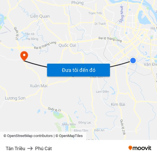Tân Triều to Phú Cát map