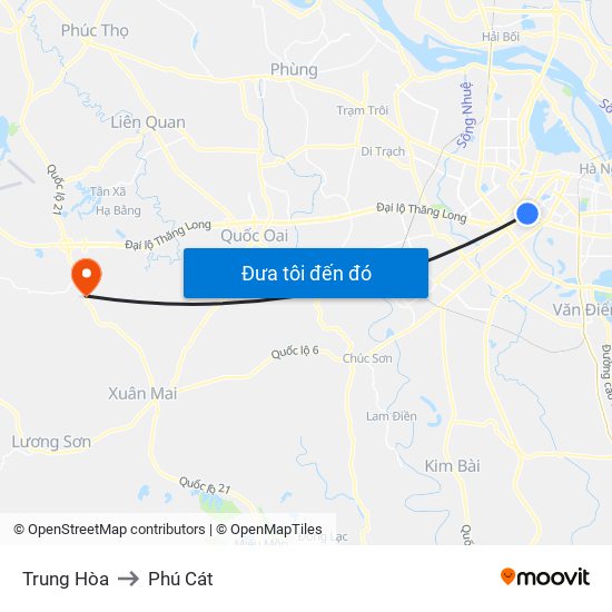 Trung Hòa to Phú Cát map