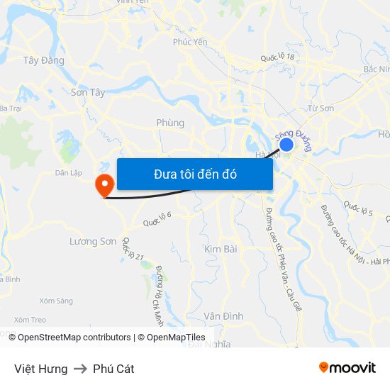 Việt Hưng to Phú Cát map