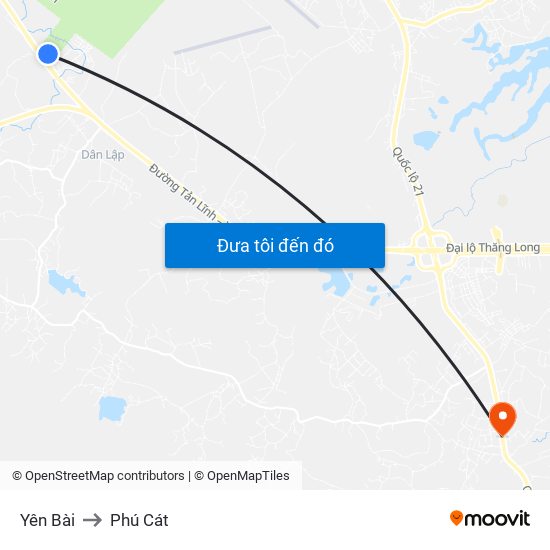 Yên Bài to Phú Cát map