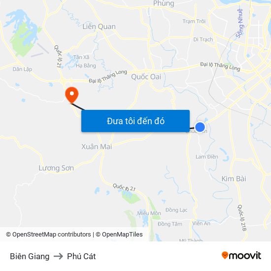 Biên Giang to Phú Cát map