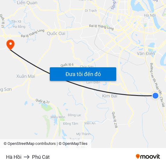 Hà Hồi to Phú Cát map