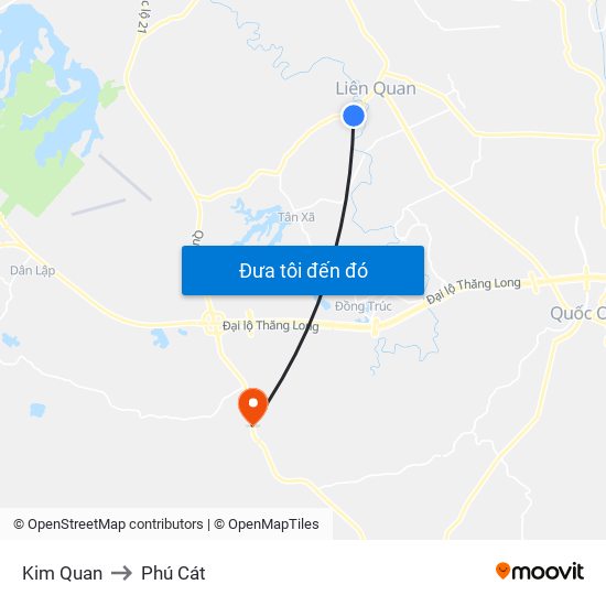 Kim Quan to Phú Cát map