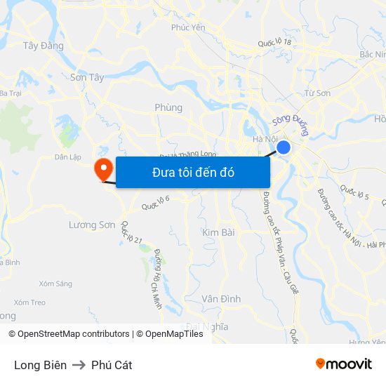 Long Biên to Phú Cát map