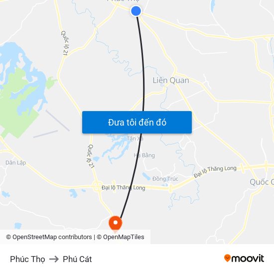 Phúc Thọ to Phú Cát map