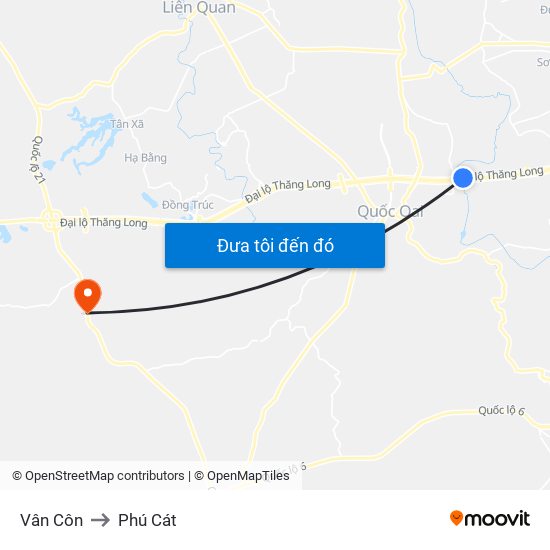 Vân Côn to Phú Cát map