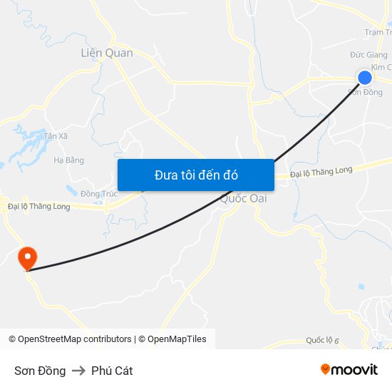 Sơn Đồng to Phú Cát map
