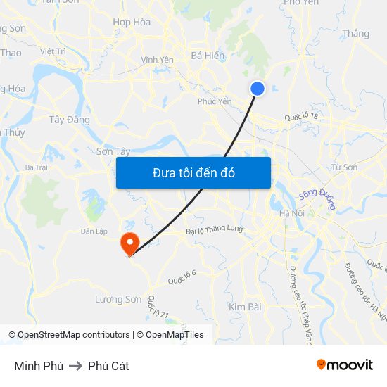 Minh Phú to Phú Cát map