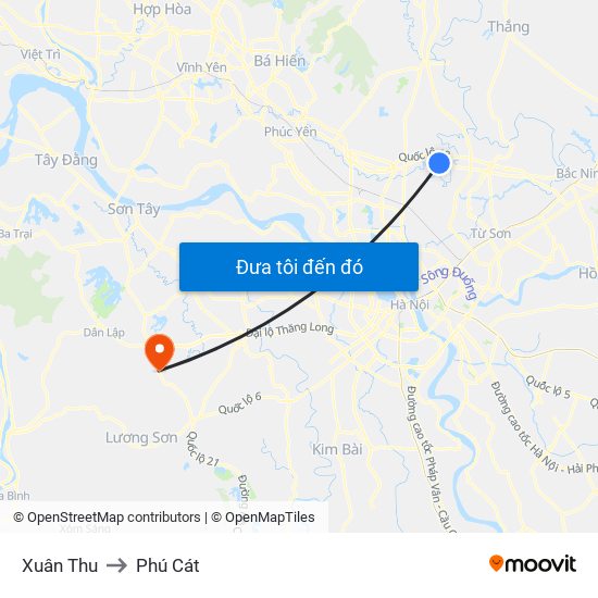 Xuân Thu to Phú Cát map