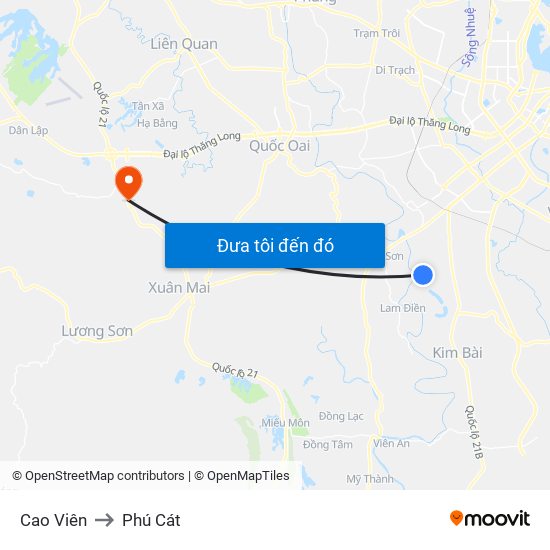 Cao Viên to Phú Cát map