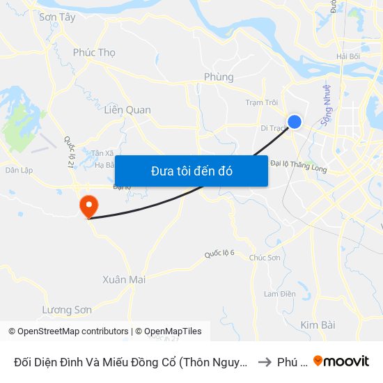 Đối Diện Đình Và Miếu Đồng Cổ (Thôn Nguyên Xá) - Đường 32 to Phú Cát map